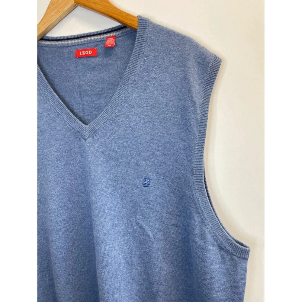 IZOD Golf Men's Size XXL Sweater Vest‎ Blue Cotton Logo Embroidery